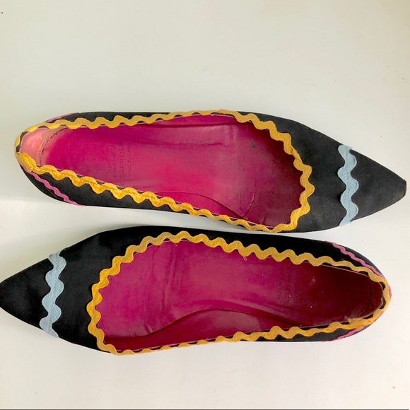 Moschino Striped Multicolor Flats Sz 7 - Picture 2 of 5